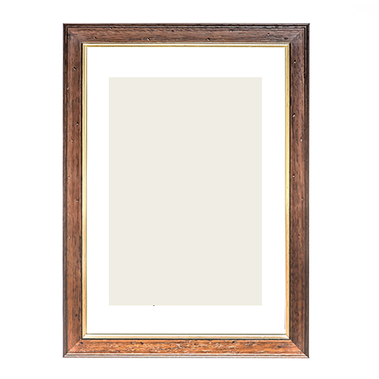 Κορνίζα τοίχου ξύλινη για πτυχίο με τζάμι ματ - Καφέ σκούρο με χρυσή γραμμή